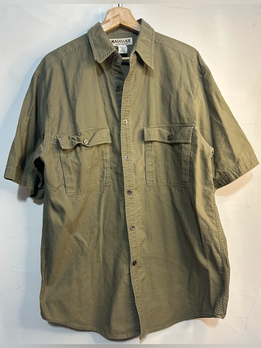 Magellan Olive Green Button Front Shirt Medium